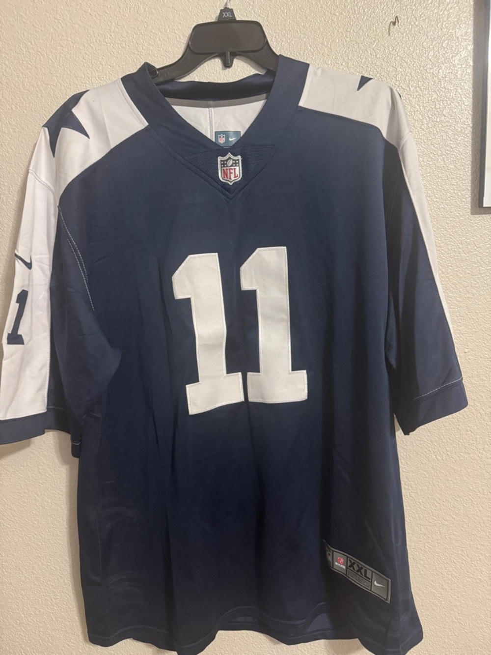 Dallas Cowboys Nike Navy and White NFL Shield Football Jersey